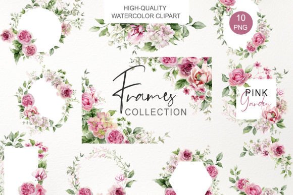 Download Watercolor Pink Floral Frame Clipart PNG - Frame clipart Collection