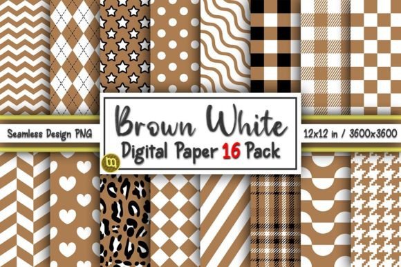 Download Brown White Seamless Digital Paper Pack - White Collection