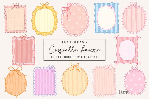 Download Hand-Drawn Coquette Frame Clipart Bundle - Frame clipart Collection