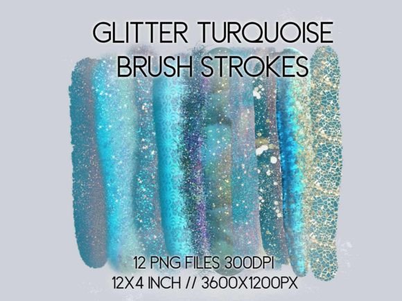 Download Glitter Turquoise Brush Strokes Clipart - Glitter Collection