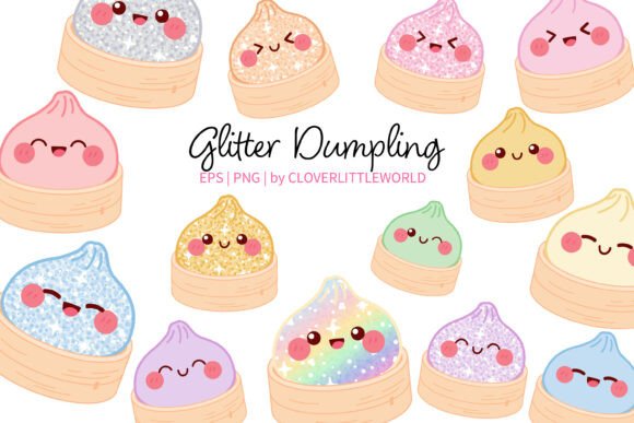 Download Cute Glitter Dumpling in Steamer Basket - Glitter Collection