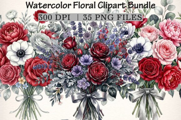Download Watercolor Floral Clipart Bundle - Watercolor floral clipart Collection