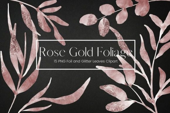 Download Rose Gold Foil Glitter Leaves Clipart - Glitter Collection