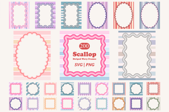 Download Scallop Wavy Frame Clipart Bundle - Frame clipart Collection
