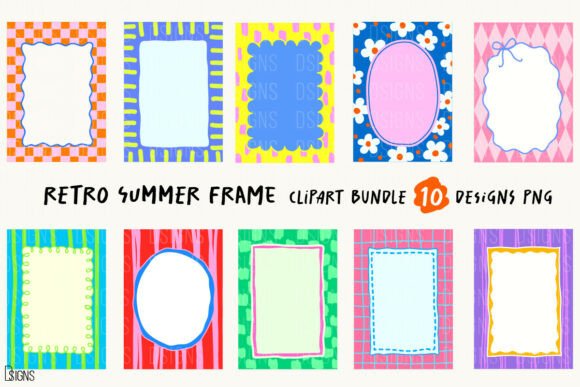 Download Retro Summer Frame Clipart Bundle - Frame clipart Collection