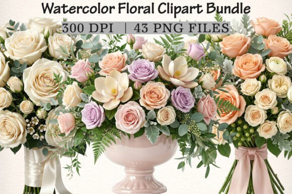 Download Watercolor Floral Clipart Bundle - Watercolor floral clipart Collection