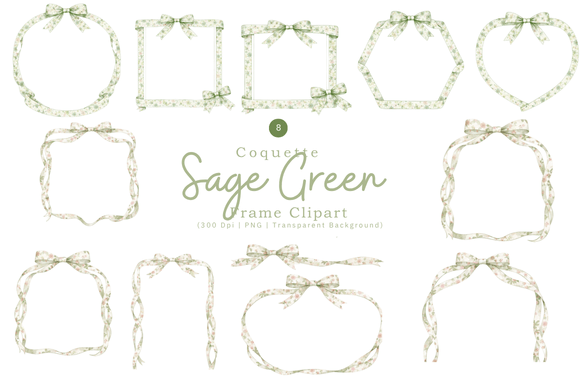 Download Sage Green Coquette Frame Clipart PNG - Frame clipart Collection