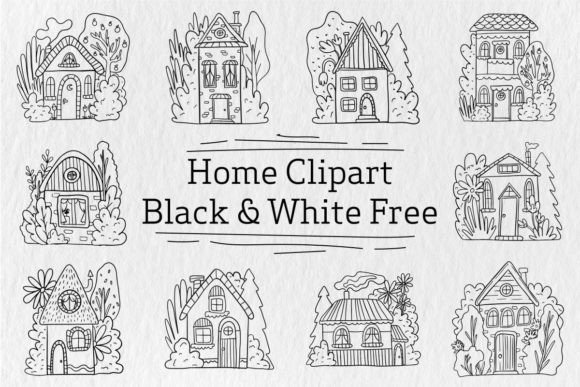 Download Home Clipart Black and White Free - White Collection