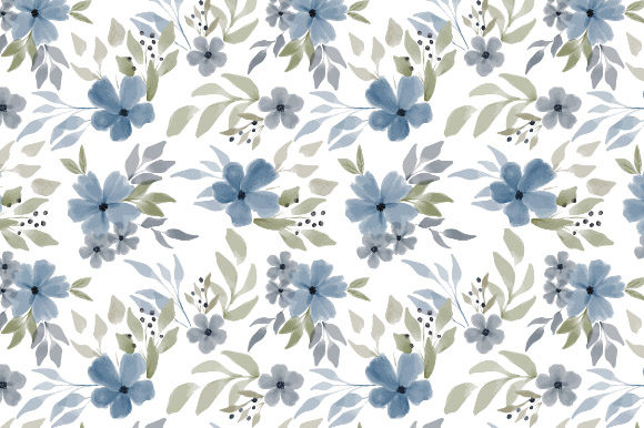 Download Watercolor Blue Winter Flower Pattern - Premium Resources