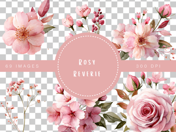 Download Rosy Reverie Watercolor Floral Clipart C - Watercolor floral clipart Collection