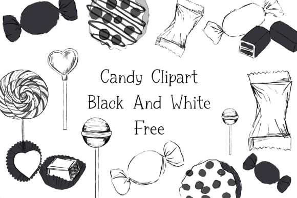 Download Candy Clipart Black and White Free - White Collection
