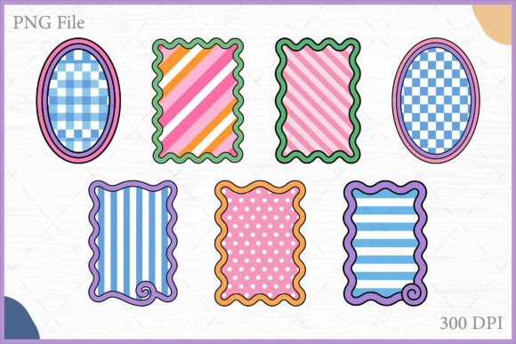 Download Retro Wavy Pattern Frame Clipart PNG Set - Frame clipart Collection