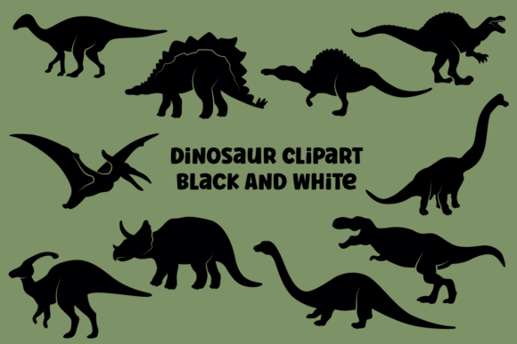 Download Dinosaur Clipart Black and White Free - White Collection