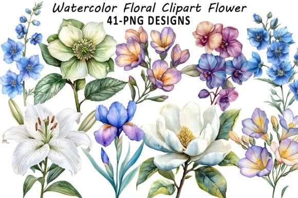 Download Watercolor Floral Clipart Flower - Watercolor floral clipart Collection