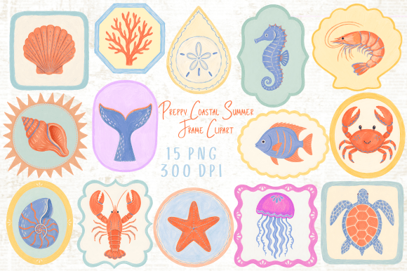 Download Preppy Coastal Summer Frame Clipart PNG - Frame clipart Collection