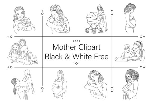 Download Mother Clipart Black &amp; White Free - White Collection