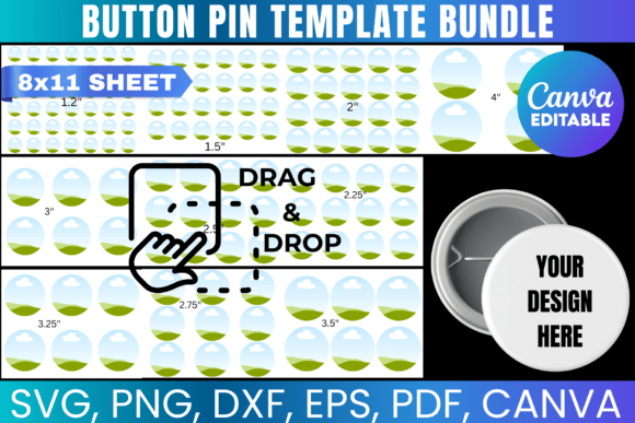 Download Button Pin Canva Template Bundle - Button Collection