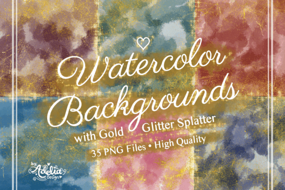 Download Watercolor Backgrounds with Gold Glitter - Glitter Collection