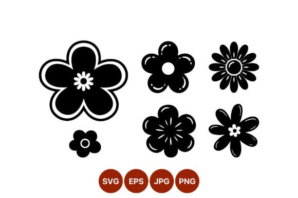Download Black White Flower Shapes Vector Art - White Collection