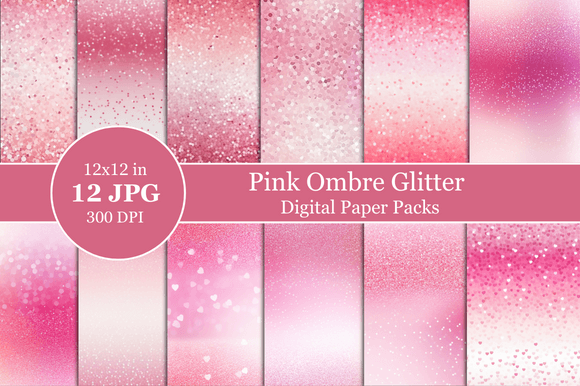 Download Pimk Ombre Glitter Digital Paper - Glitter Collection