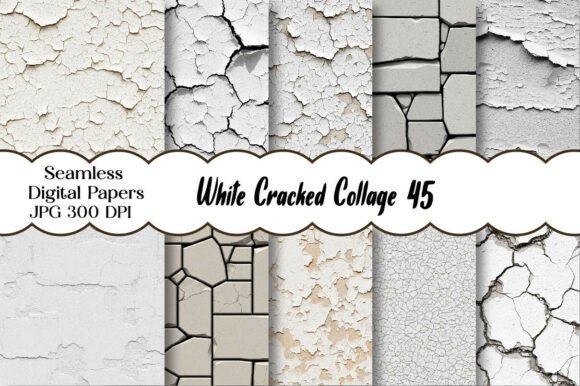 Download White Cracked Collage Paper - White Collection
