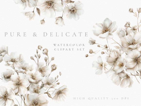 Download White Rustic Wedding Flower Clipart Set - White Collection