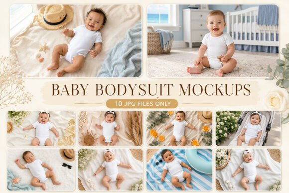 Download White Baby Bodysuit Mockup Bundle - White Collection