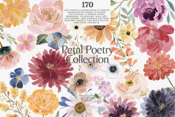 Download Romantic Watercolor Floral Clipart Bundl - Watercolor floral clipart Collection