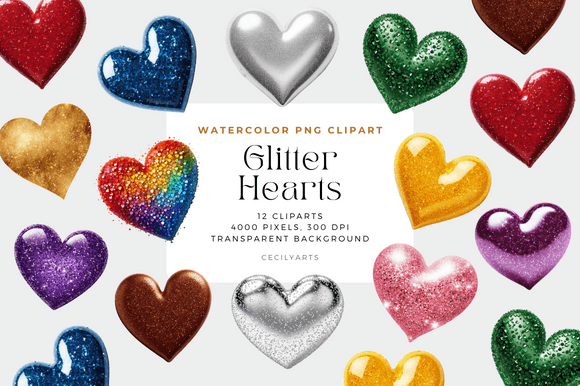 Download Colorful Glitter Hearts - Glitter Collection
