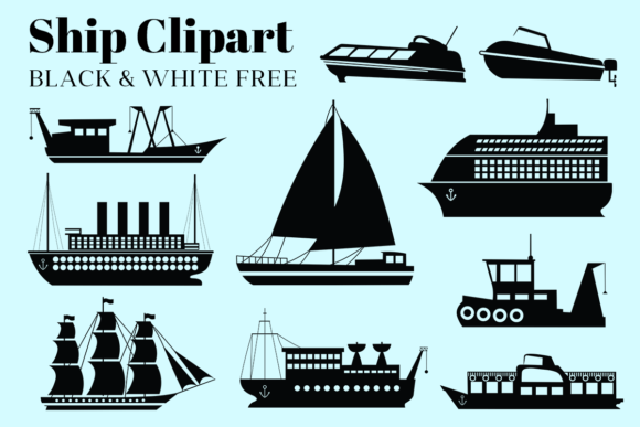 Download Ship Clipart Black &amp; White Free - White Collection