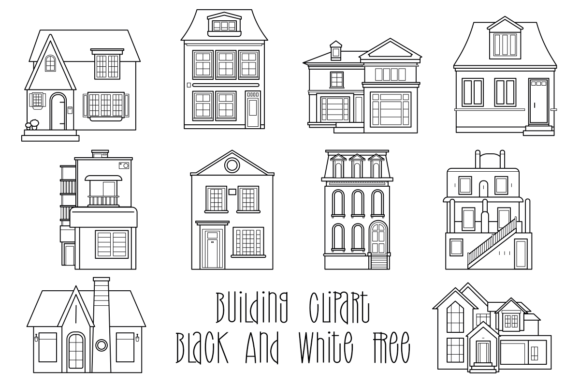 Download Building Clipart Black and White Free - White Collection