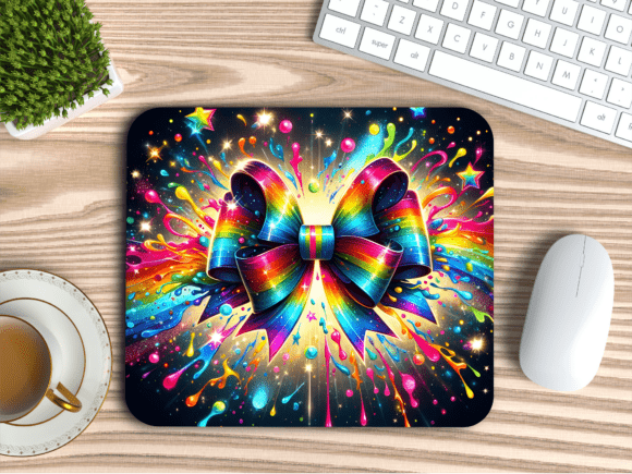 Download Rainbow Glitter Splash Bow Mousepad PNG - Glitter Collection