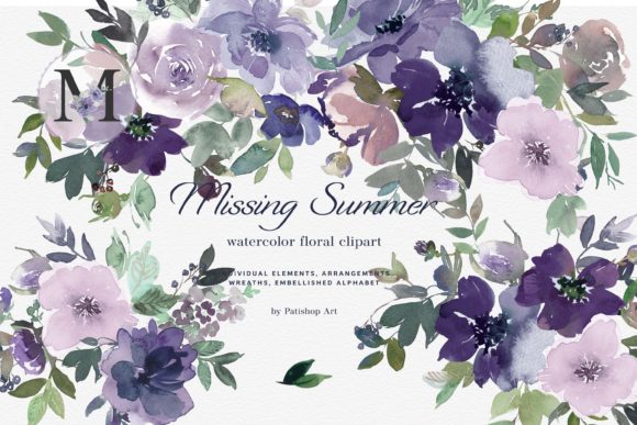 Download Watercolor Floral Clipart Huge Set - Watercolor floral clipart Collection