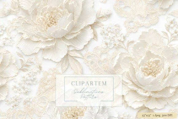 Download White Peony Lace Floral Pattern - White Collection