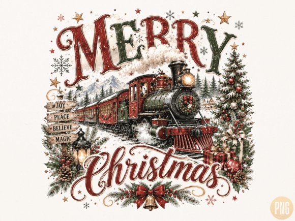 Download Merry Christmas Vintage Steam Train PNG - Merry christmas Collection