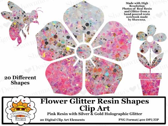 Download Pink Gold Glitter Resin Flowers Clipart - Glitter Collection