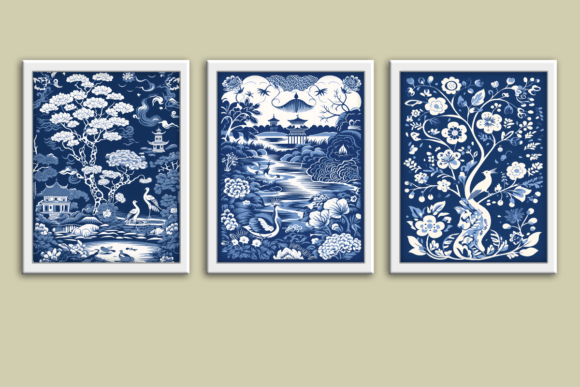 Download Blue and White Willow Wall Art Prints - White Collection