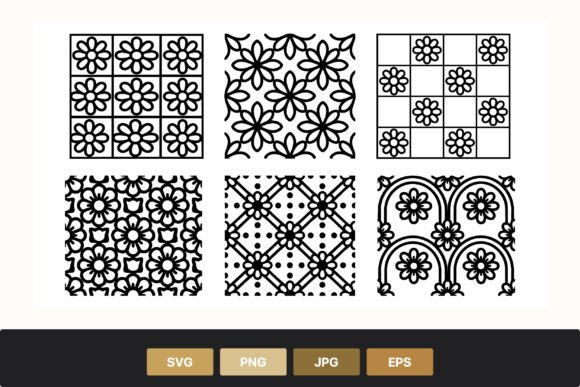 Download Black White Floral Patterns Vector Set - White Collection