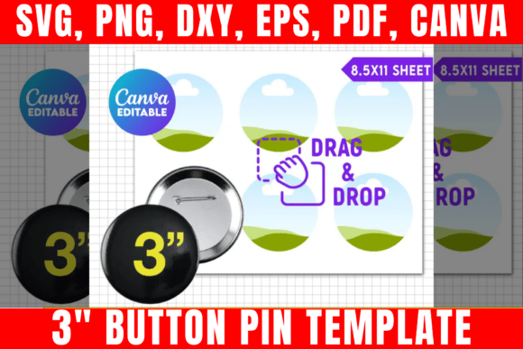 Download 3 Button Pin Template, Button Pin Blank - Button Collection