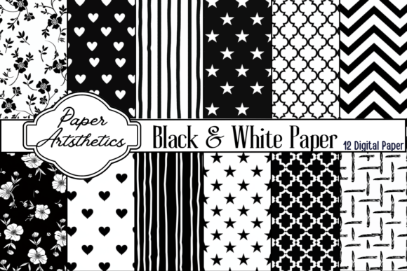 Download Black and White Digital Paper Pattern - White Collection