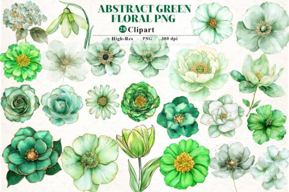 Download Abstract Green Watercolor Floral Clipart - Watercolor floral clipart Collection