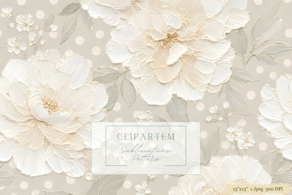 Download White Peony Polka Dot Floral Pattern - White Collection