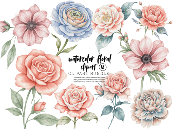 Download Watercolor Floral Clipart Bundle - Watercolor floral clipart Collection